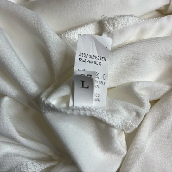 NEW Stylish White Jumpsuit Women’s Medium Asymmetrical Top Fabric Belt - Picture 7 of 8